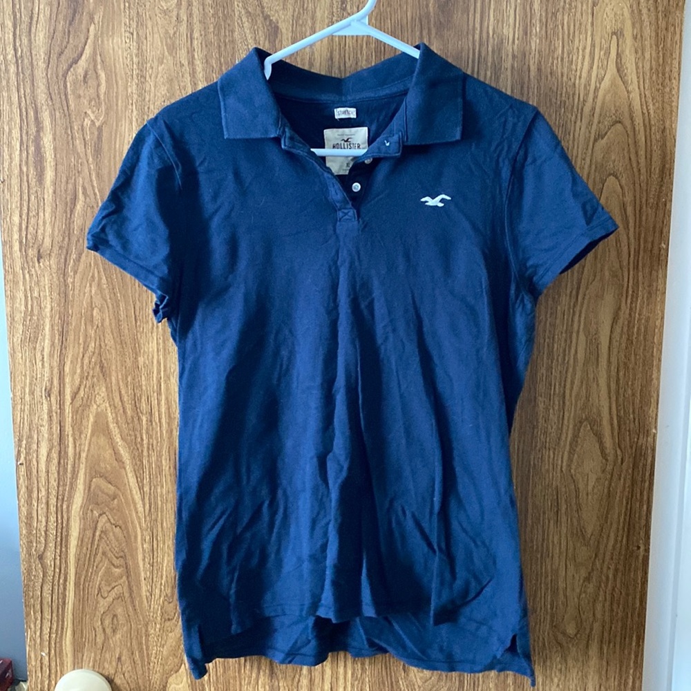 Hollister Navy Blue Short Sleeve Polo Tee